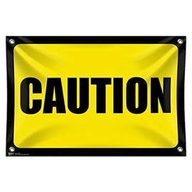 Caution 33" (84cm) x 22" (56cm) Mini Vinyl Flag Banner Wall Sign