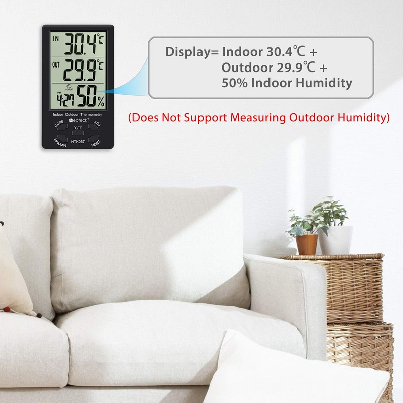 Neoteck Thermometer/Hygrometer, Accuracy ± 1 °C, Sensor, LCD Digital, Indoor