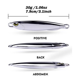 Flivevine Jigging Lures Fishing, 6PCS Sets, 30g Slow Jig Baits, Offshore Micro Jigs for Tuna King Sna Grouper Bass, Metal Jig with Treble Hook and Assist Hooks