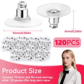 XIYING 120 Pcs Earring Backs for Studs, Butterfly Plastic Earring Safety Backs for Studs, Hoops, DIY