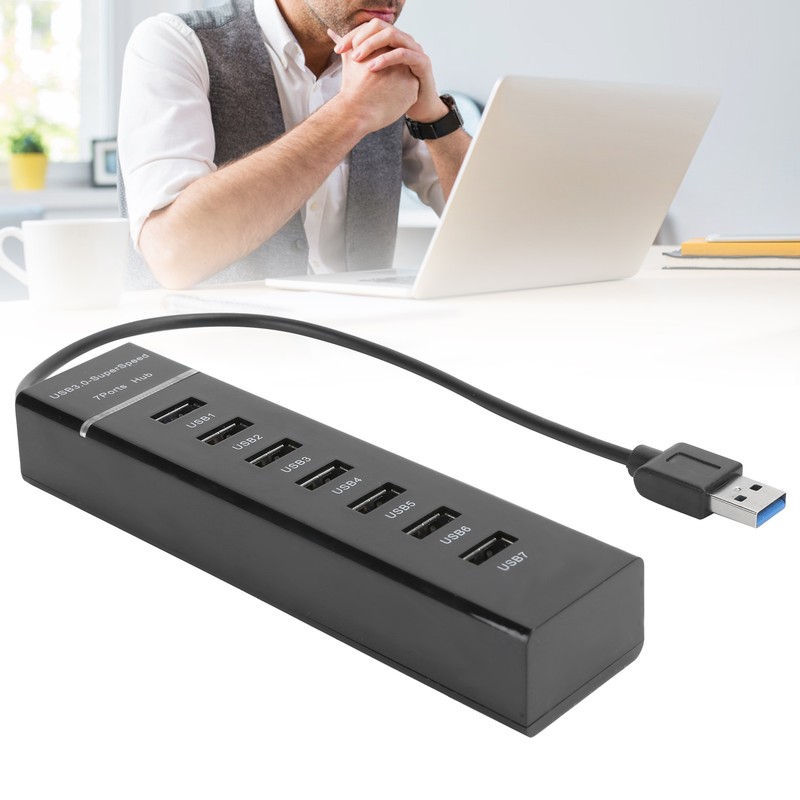 USB 3.0 Hub 7Port Splitter with Blue LED Indicator High