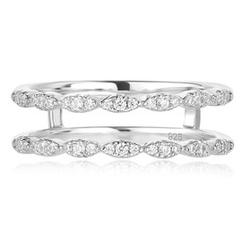 Blongme Cubic Zirconia Twisted Wedding Band for Women Guard Ring Enhancers Stackable Engagement Ring White 925 Sterling Silver Size 8