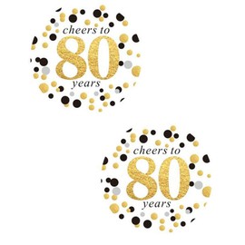 2" Round 50 Pack of Cheers to 80 Years Label Stickers Birthday Party Sticker Labels 80th Birthday Party Favor Stickers 80th Birthday Party Decoration