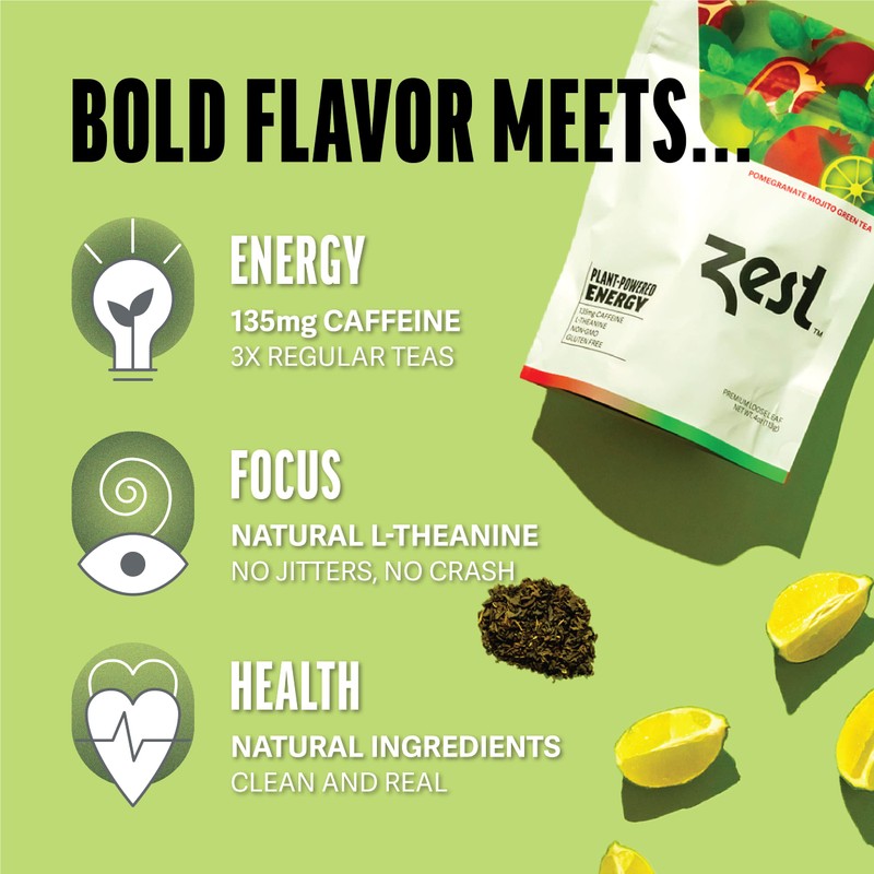 Zest Energy Green Tea - Pomegranate Mojito Loose Leaf Blend