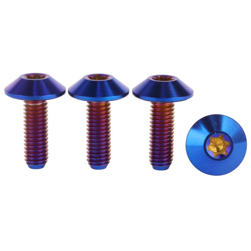 UHDFBDHF 4PCS Titanium Bolt M5 M6 12/15/20mm Torx Head Screw