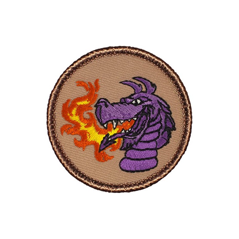 Purple Dragon Head Patrol Patch - 2" Diameter Round Embroidered
