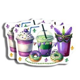 Mardi Gras Themed Magnets - Carnival Beverages Magnets - Festive Mardi Gras Party Decor Magnets- 2 Pack - Made in USA - PLDFMAG3389