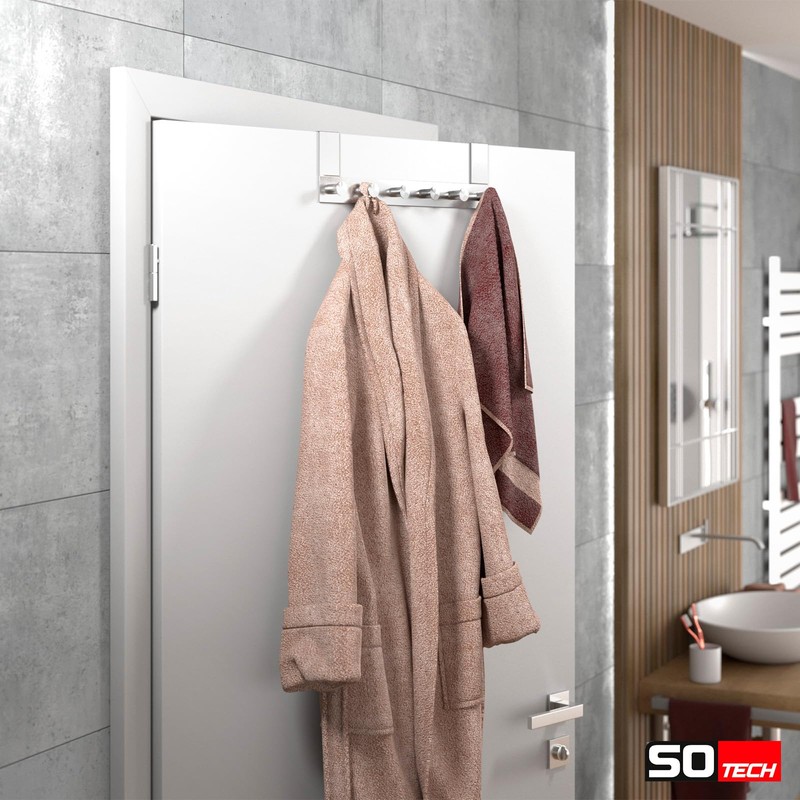 SOTECH Linea II Door Coat Rack (Brushed Stainless Steel, 380