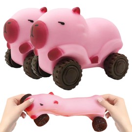 Capybara Squeeze Toys, 2 Pieces Capybara Stress Toy with Wheels, Capybara Squeeze Toy, Cute Capybara Anti-Stress Toy, Cute Capybara Fidget Toy, Capybara Squishy Squeeze Toy