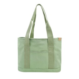 Women's Medium Handbag Canvas Satchel Tote Bag Shoulder Bag Shopper for Books Everyday Work, Green L