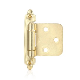 Vallecloud 4 Pack (2 Pair) Gold (Brass) Self Closing Cabinet Hinges for Kitchen Cabinet Door, 1/2" Overlay (Variable) Semi Concealed Kitchen Cabinet Hinges