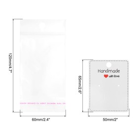 PATIKIL Earring Display Cards, 300 Pcs Rectangle Cardstock Earring Holder Blank Tags with Packaging Bags and Earring Backs for Earrings Hanging and Storaging, White