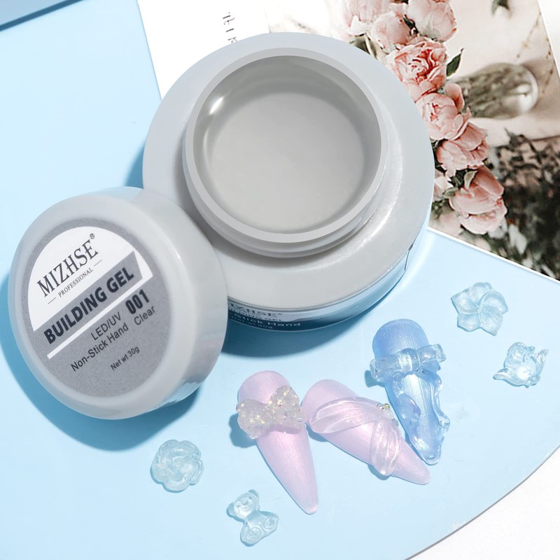 MIZHSE Clear Solid Builder Gel For Nails 30g, Hard Gel