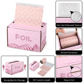 Segbeauty Embossed Foil Aluminum Roll, 164 ft Hair Foils Roll Aluminum Foil Hair Foils for Highlighting, Pink Foil Paper Tin Foil Sheets Hair Dye Tools for Hair Dye Hair Coloring Highlighting Services