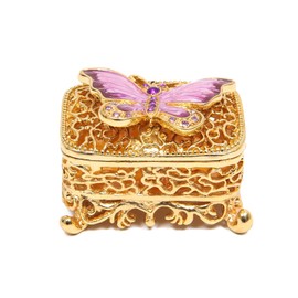 QIFU-Hand Painted Enameled Butterfly Decorative Hinged Jewelry Trinket Box Unique Gift For Home Decor