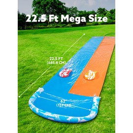 JOYIN 22.5ft Water Slides and 2 Bodyboards, Lawn Water Slide Summer Slip Waterslides Water Toy with Build in Sprinkler for Backyard Outdoor Water Fun for Kids