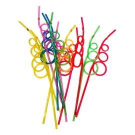 Crazy Loop Drinking Straws (10.5") Coloful Plastic Loopy Party Straws for Party Favors for Kids, Supplies for Birthday, Wedding, Baby Shower (24 Pack)