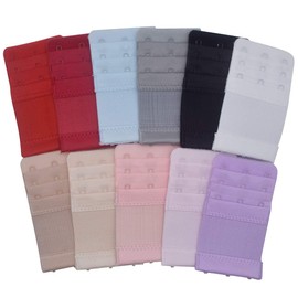 Elastic Back Bra Band Extender 3 X 3 Hook and Eye Tape Stretchy Extension (11pcs/pack (Multicoloured, Hook Center Size 3/4"))