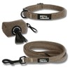 perro collective Dog Collar, Lead and Poop Bag Set, Brown,