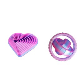 2PCS PLA 3D Printed Fidget Toy Set for Adults - Heart & Round Spinner Anxiety Relief Desk Toys 360° Rotation Sensory Focus Aid (7cm) (Colored B)
