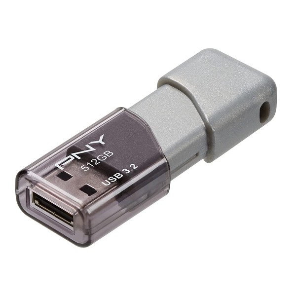 PNY 512GB Turbo Attaché 3 USB 3.2 Flash Drive, Grey,