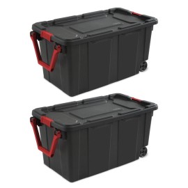 Unbranded Wheeled Extra Large Storage Bin Set of 2 Heavy Duty Plastic Container W/ Lid New