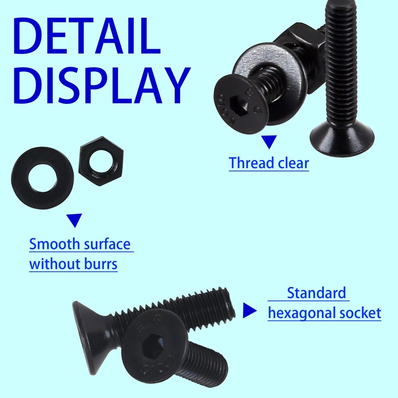 HVDHYY 1065pcs Black Bolt and Nut set M2 M3 M4