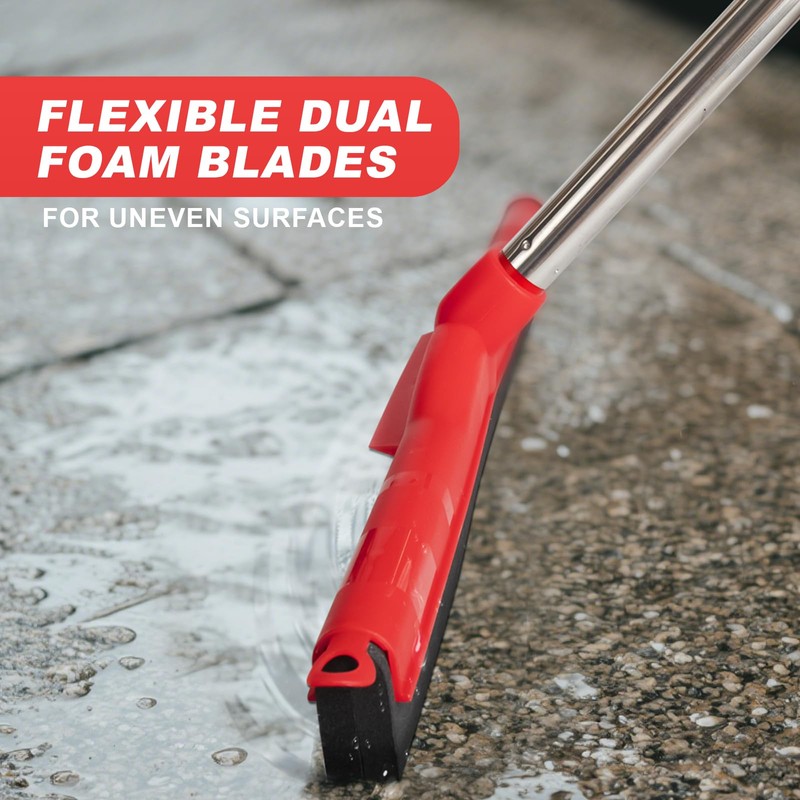 Water Broom & Floor Squeegee Scrubber with 51" Adjustable Pole