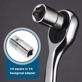 2Pcs 1/4" Square Hole to 1/4" Hex Converter Metal 1/4" Square Drive to 1/4" Hex Socket Bits Converter Screwdriver Bit Adapter Screwdriver Accessories