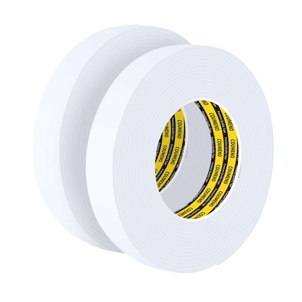 COUMENO 2 Pack Single-Sided Adhesive White Foam Tape, Single-Sided Sealing
