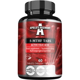 5-MTHF Tabs - 400 µg L-Methylfolate Per Serving - 60 Tablets - 4 Month Supply - Supports Psychological Functions & Reduces Fatigue - Dietary Supplement by Apollo's Hegemony