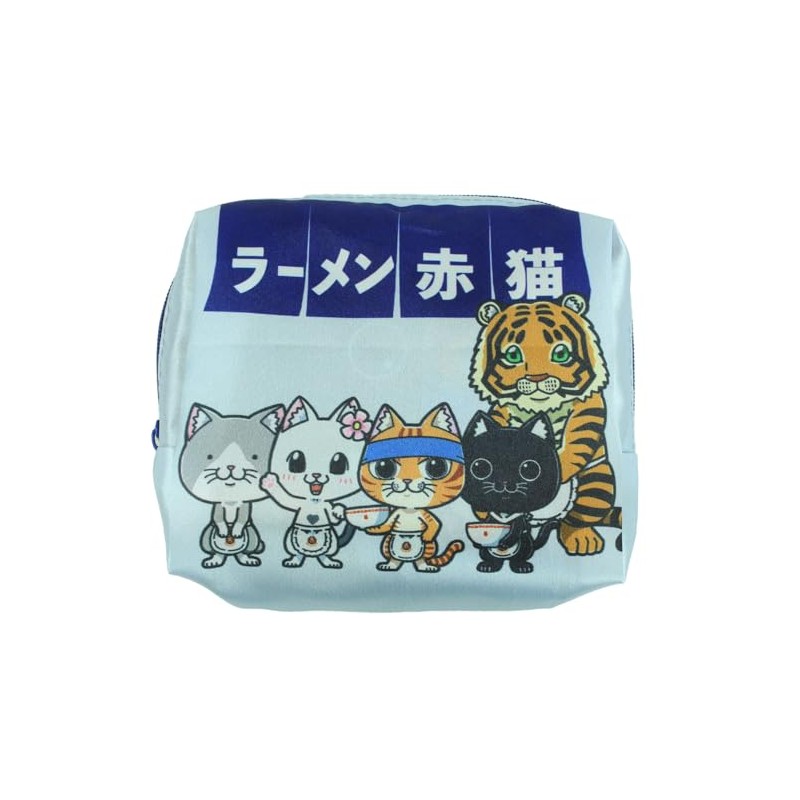 Yasuda Tsusho Red Cat Ramen Eco Bag with Storage Pouch