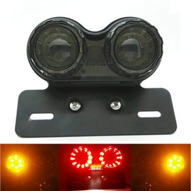 ONGMEIL Motorcycle Universal Tail Light Smoke Lens Tail Lamp LED License Plate Light Turn Signal