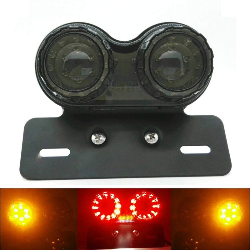 ONGMEIL Motorcycle Universal Tail Light Smoke Lens Tail Lamp LED