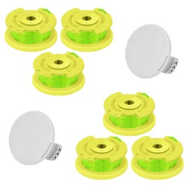 8 Pcs AC80RL3 Replacement Trimmer String for Ryobi One Plus+,0.080 lnch Diameter String Trimmer Refll and AC14HCA Cover Cap Compatible with Ryobi 18v,24v,and 40v Cordless Trimmers(6 Spools+2 Caps)