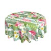FlamingoTablecloth Tropical Palm Leaves and Flowers Round Table Cloths Summer