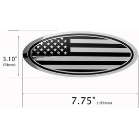 7.75 inch Tailgate Overlay Aluminum Oval American Black Flag Emblem for Ford Expedition (Chrome and Black, 7.75")