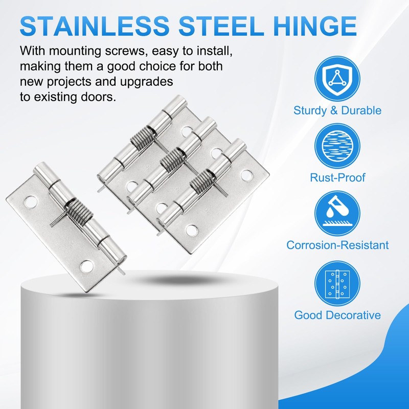 PATIKIL 4 Pcs Spring Loaded Hinges, 2" Self Closing Door