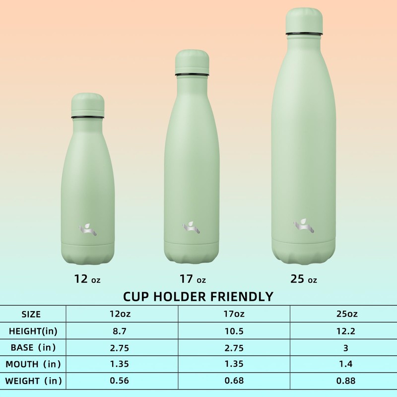 Konokyo Insulated Water Bottles,17 oz Double Wall Stainless Steel Vacumm