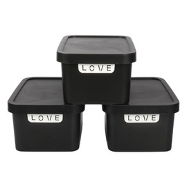 Jolie Max Plastic Storage Boxes with Lid, 3 Set of 7.5L Capacity Each, Decorative Design with Handle, Stackable & Nestable Space-Saving Organizers. (31.5 x 21.5 x 14.5 cm) (Black)