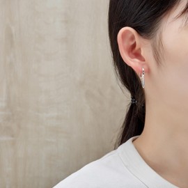 Philip Jones Silver Plated Feather Charm Hoop Earrings