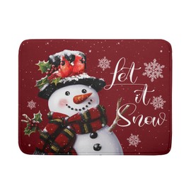 Christmas Dish Drying Mat for Kitchen Counter Snowman Let It Snow Microfiber Absorbent Dish Draining Reusable Washable Foldable Extra Large 18"x24"