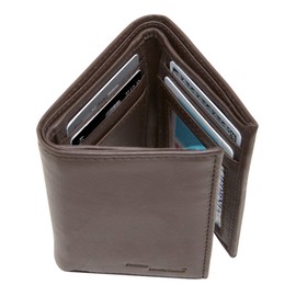 Access Denied Genuine Leather Wallets For Men - Slim Minimalist Trifold Mens Wallet With ID Window RFID Blocking Box Gifts For Men