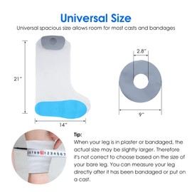 COMFYTHERA Leg Cast Cover for Shower Foot Wound Protector with Non-Slip Padding Bottom Bath Adult Watertight Cast Bag Showering for Surgery, Ankle, Foot Burns Reusable Keeps Wounds Dry (F-Short Leg)