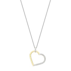 Carissima Gold Women's 9 ct 2 Colour Gold Medium Heart Pendant on Curb Chain Necklace of Length 46 cm/18 inch