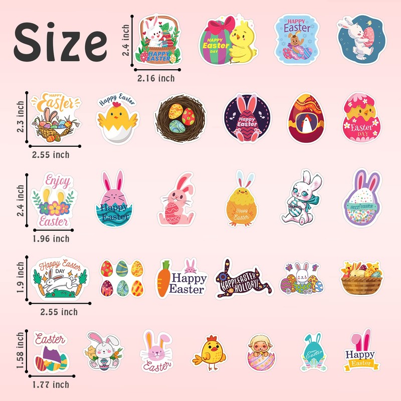Cerlaza Easter Basket Essentials, 200 Pcs Easter Stickers for Kids