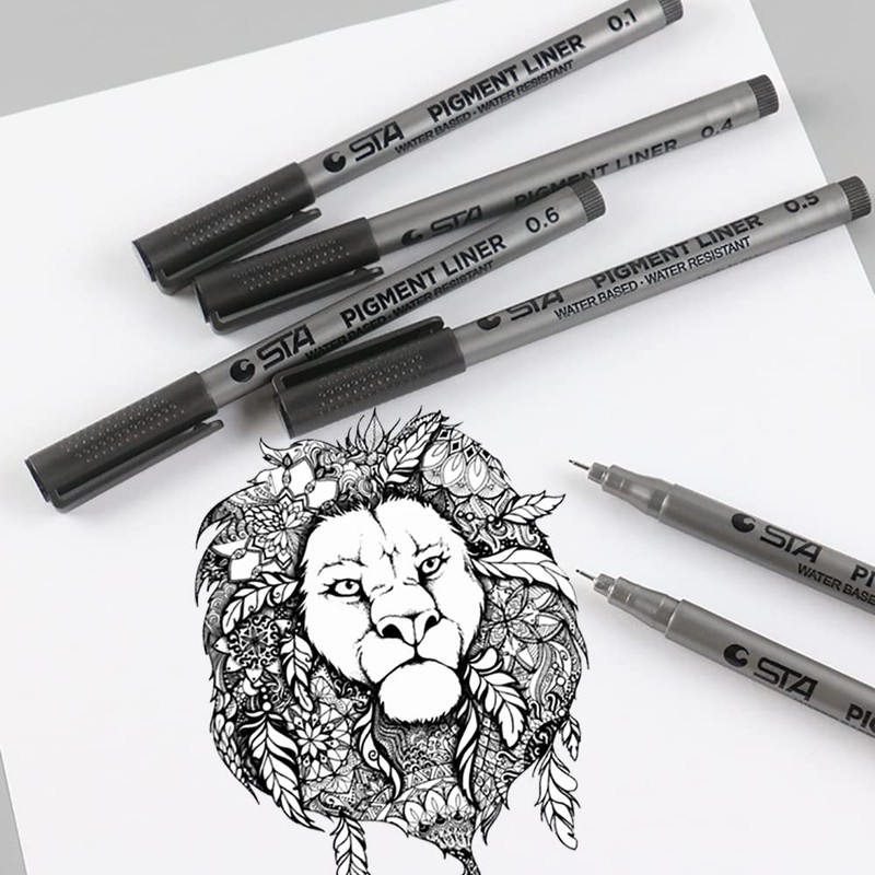 Cdycam Fineliner Pens, Set of 9 Black Fineliner Ink Pen