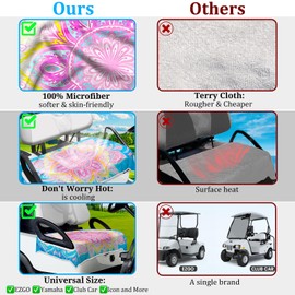 ENYORSEL Golf Cart Seat Covers, Pink Mandala Golf Cart Seat Towel Blanket for All EZGO, Yamaha, Club Cars, Icon and More 2/4-seats Cart, 100% Microfiber, Essential Golf Cart Accessories, 51'' x 31''