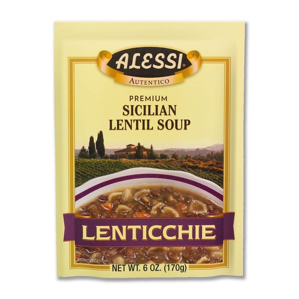 Alessi Autentico Premium Soups, Traditional Flavors, Sicilian Lentil (Sicilian Lentil, 6 Ounce (Pack of 3))