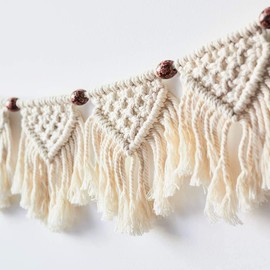Gadgetman Macrame Weave Wall Hanging Fringe Garland Banner Macrame Tapestry Handmade Knitting Wall Decor Tapestry Fabric Wall Decor